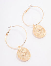 Gold Evil Eye Pendant Hoop Earrings - link has visual effect only