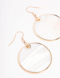 Gold Shell Disc Drop Earrings - link has visual effect only