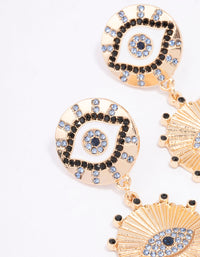 Gold Double Eye Disc Drop Earrings - link has visual effect only