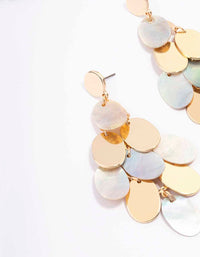 Gold Multi Shell Disc Drop Earrings - link has visual effect only