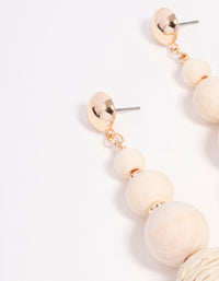 Gold Wide Raffia Ball Drop Earrings - link has visual effect only