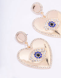 Gold Heart Diamante Eye Drop Earrings - link has visual effect only