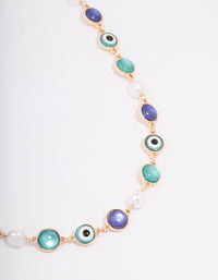 Gold Evil Eye Short Necklace - link has visual effect only