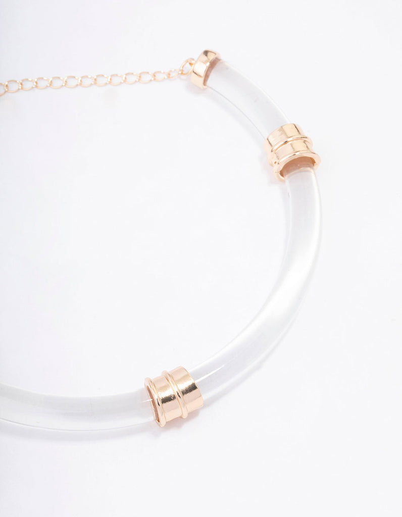 Acrylic Gold Wire Statement Choker Necklace