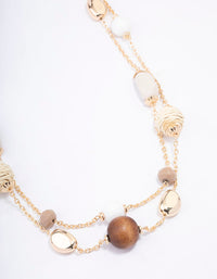 Gold Double Chain Beaded Necklace - link has visual effect only