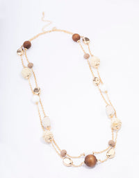 Gold Double Chain Beaded Necklace - link has visual effect only