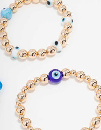 Gold Stretch Evil Eye Bracelet 3-Pack - link has visual effect only