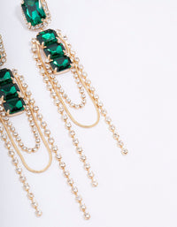 Gold Double Emerald Stone Drop Earrings - link has visual effect only