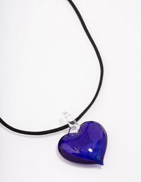 Navy Puffy Love Heart Cord Necklace - link has visual effect only