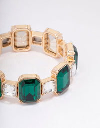 Gold Hexagon Emerald Stone Stretch Bracelet - link has visual effect only