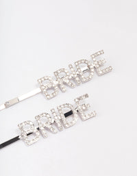 Rhodium Diamante Bride Hair Clip Pack - link has visual effect only