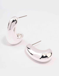 Silver Plated Small Bold Wide Hoop Earrings - link has visual effect only