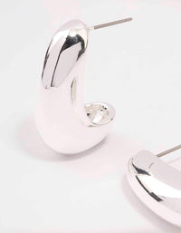 Silver Plated Small Bold Wide Hoop Earrings - link has visual effect only