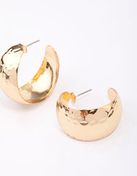 Gold Plated Wide Hammered Hoop Earrings - link has visual effect only