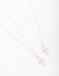 Silver Classic Diamante Cross Necklace Pack - link has visual effect only