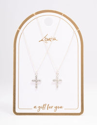 Silver Classic Diamante Cross Necklace Pack - link has visual effect only