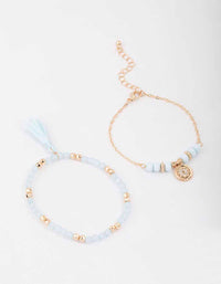 Gold Beaded Tassel Bracelet - link has visual effect only