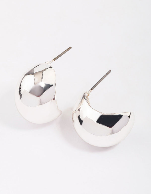 Silver Chubby Ball Huggie Earrings