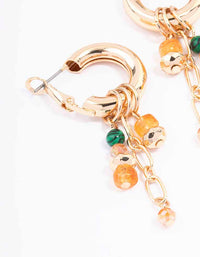 Gold Beaded Charm Chain Hoop Earrings - link has visual effect only