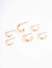 Gold Simple Chunky Huggie Hoop Earrings - link has visual effect only