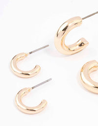Gold Simple Chunky Huggie Hoop Earrings - link has visual effect only