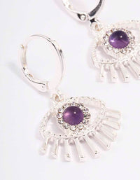 Silver Amethyst Diamante Evil Eye Huggie Earrings - link has visual effect only