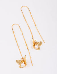 Gold Plated Pearl Butterfly Thread Through Earrings - link has visual effect only