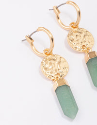 Gold Plated Green Aventurine Coin Drop Earrings - link has visual effect only