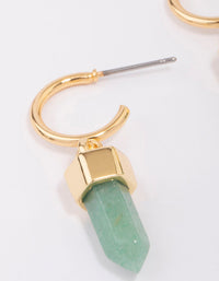 Gold Plated Semi-Precious Green Aventurine Drop Earrings - link has visual effect only