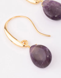 Gold Plated Amethyst Droplet Drop Earrings - link has visual effect only