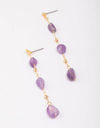 Gold Plated Trail Amethyst Drop Earrings - link has visual effect only