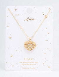 Gold Plated Elaborate Puffy Heart Locket Pendant Necklace - link has visual effect only
