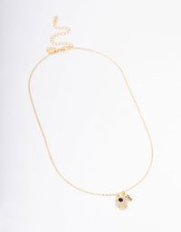 Gold Plated Hamsa Charm Cubic Zirconia Necklace - link has visual effect only