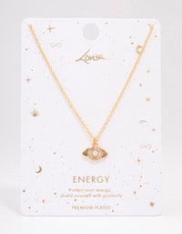 Gold Plated Cubic Zirconia Bling Evil Eye Pendant Necklace - link has visual effect only