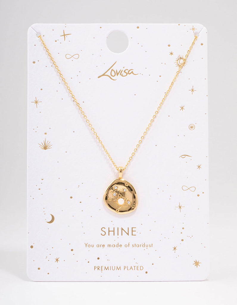 Gold Plated Star Cluster Coin Pendant Necklace