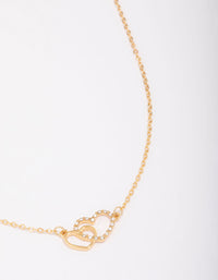 Gold Plated Interlocked Heart Pendant Necklace - link has visual effect only