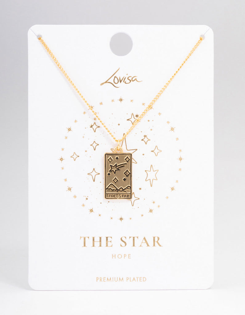 Gold Plated Star Tarot Card Pendant Necklace
