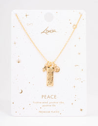 Gold Plated Peace Tab Charm Pendant Necklace - link has visual effect only