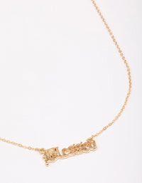 Gold Plated Blessed Script Pendant Necklace - link has visual effect only