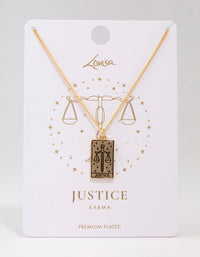 Gold Plated Justice Tarot Card Pendant Necklace - link has visual effect only