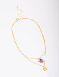 Gold Plated Amethyst Peace Layered Necklace - link has visual effect only