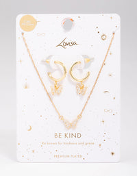 Gold Plated Mini Butterfly Necklace & Earring Jewellery Set - link has visual effect only