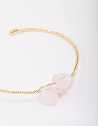 Gold Plated Wrapped Rose Quartz Wrist Cuff - link has visual effect only