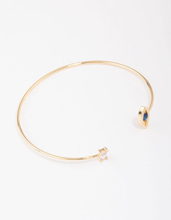 Gold Plated Evil Eye Cubic Zirconia Wrist Cuff