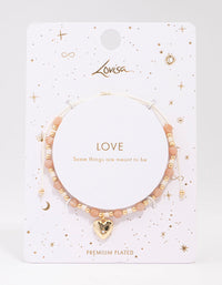 Gold Plated Semi-Precious Heart Adjustable Cord Bracelet - link has visual effect only
