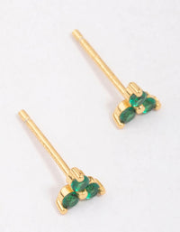 Gold Plated Sterling Silver Emerald Cubic Zirconia Trio Stud Earrings - link has visual effect only