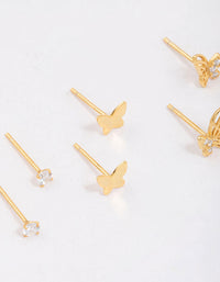 Gold Plated Sterling Silver Butterfly Stud Earring 3-Pack - link has visual effect only