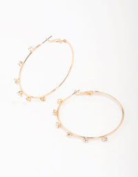 Gold Diamante Station Hoop Earrings - link has visual effect only