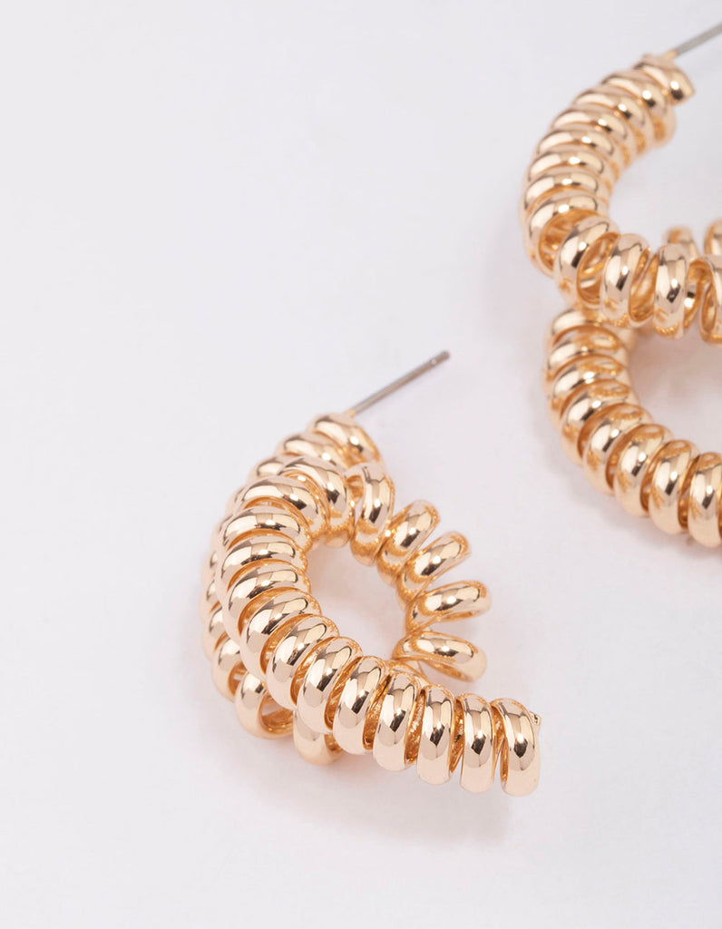 Gold Coil Spring Drop Earrings