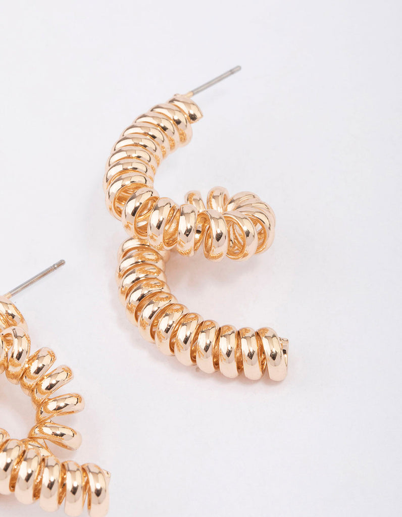 Gold Coil Spring Drop Earrings